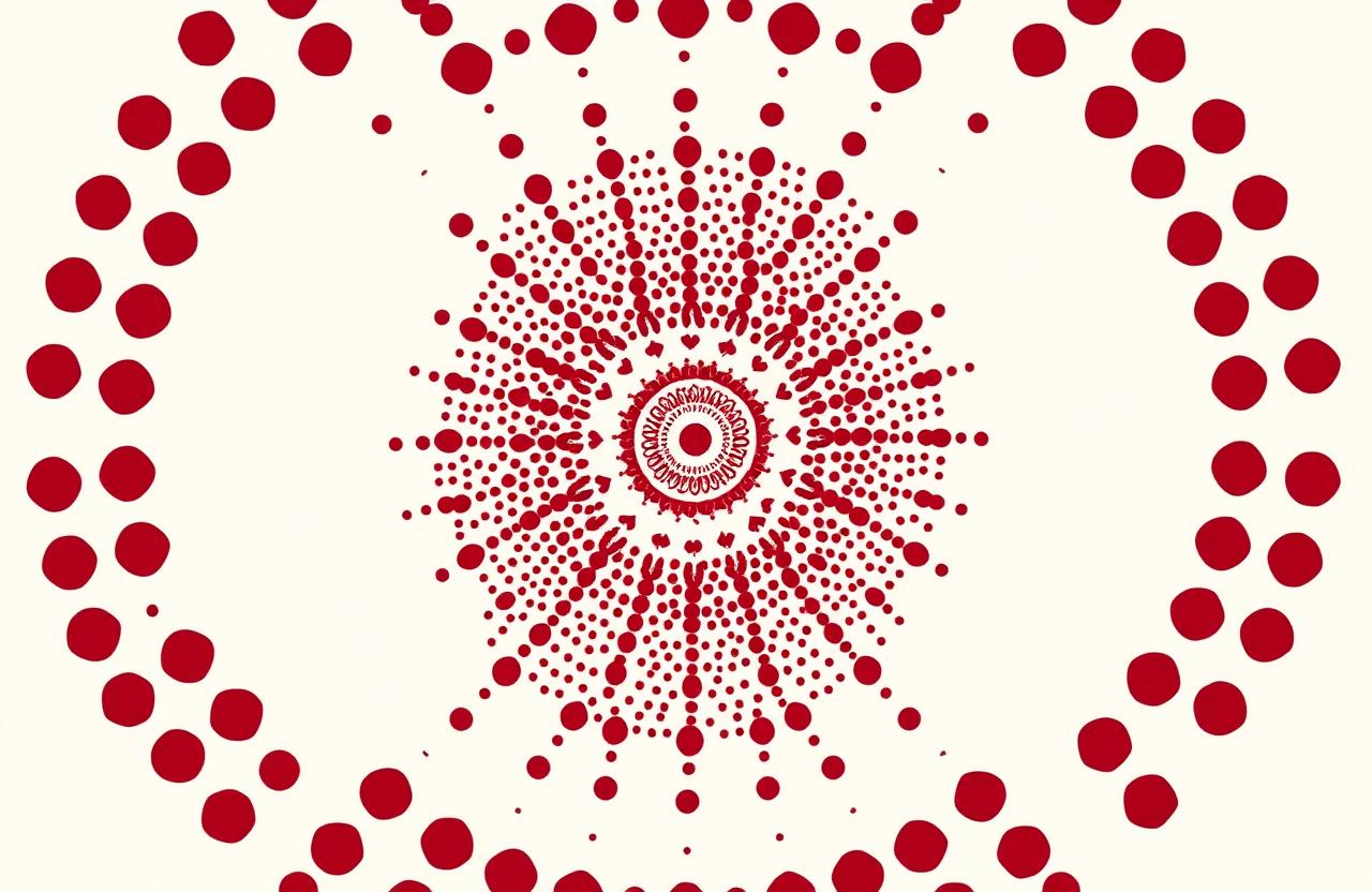 Visualisierung der hormonellen Balance – stilisiertes Mandala in Lioria-Rot